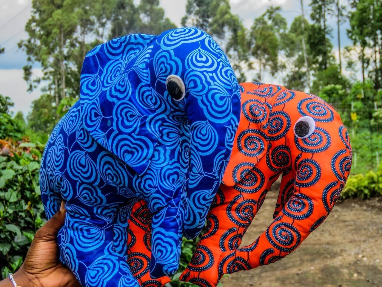 plush elephants made at the Widow's workshop