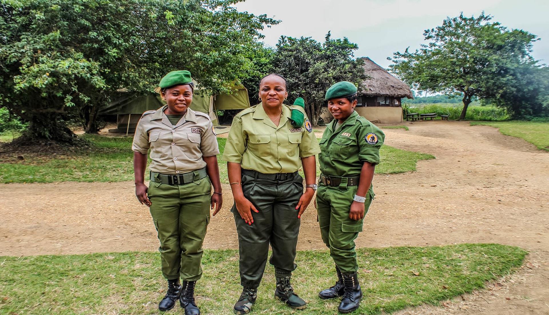Three female Rangers of Virunga National Park