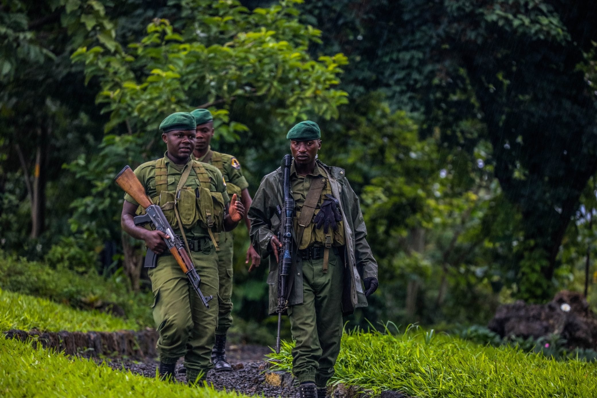 Group of Virunga rangers walking