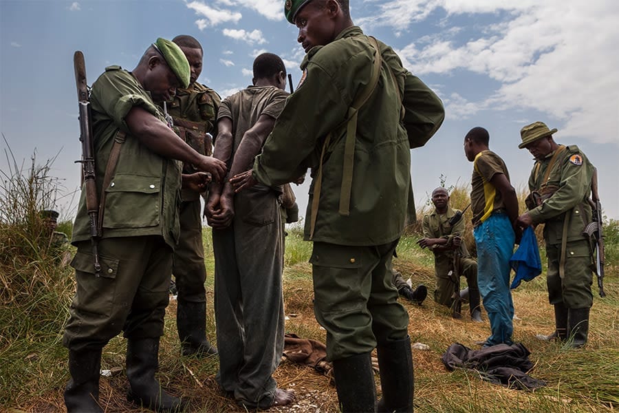 Poachers being arrrested by Rangers of Virunga National Park